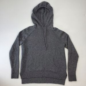 Athleta Aurora Charcoal Grey Cashmere Ribbed High Low Hoodie Sweater medium